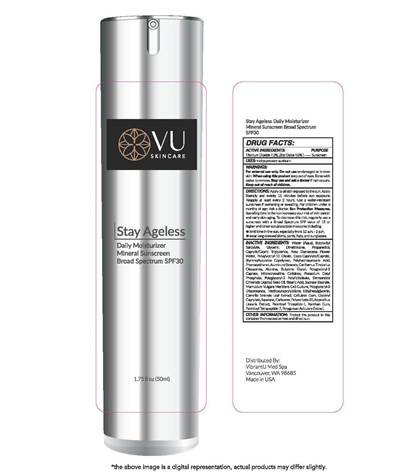 Vu Skincare Stay Ageless Daily Moisturizer Mineral Sunscreen Broad Spectrum Spf 30  1.75 Fl Oz (50ml) (Pre Sp27.50c Lb50572 Platinum Airless)